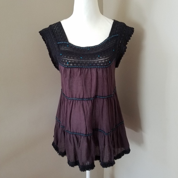 Free People Tops - Free People Peasant Top with Crochet Trim Size S